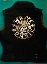 Load image into Gallery viewer, White Zombie Girls' Denim Biker Vest Dragula Living Dead Girl