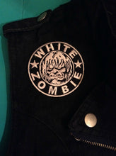 Load image into Gallery viewer, White Zombie Girls' Denim Biker Vest Dragula Living Dead Girl