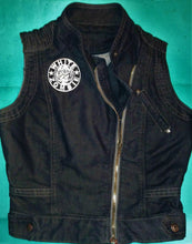Load image into Gallery viewer, White Zombie Girls' Denim Biker Vest Dragula Living Dead Girl