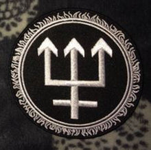 Load image into Gallery viewer, Watain Wolves Black Metal Militia Denim Cut-Off Battle Jacket Vest To The Death Trident Wolf Eclipse