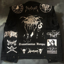 Load image into Gallery viewer, Black Metal Battle Jacket Cut-Off Denim Vest True Scandinavian XXL Superstrip Patch
