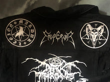 Load image into Gallery viewer, Black Metal Battle Jacket Cut-Off Denim Vest True Scandinavian XXL Superstrip Patch
