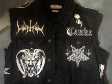 Load image into Gallery viewer, Black Metal Battle Jacket Cut-Off Denim Vest True Scandinavian XXL Superstrip Patch
