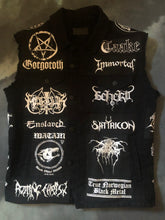 Load image into Gallery viewer, Black Metal Battle Jacket Cut-Off Denim Vest True Scandinavian XXL Superstrip Patch

