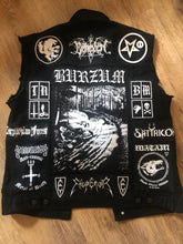 Load image into Gallery viewer, Black Metal Battle Jacket Cut-Off Denim Vest True Scandinavian XXL Superstrip Patch
