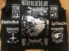 Load image into Gallery viewer, Black Metal Battle Jacket Cut-Off Denim Vest True Scandinavian XXL Superstrip Patch
