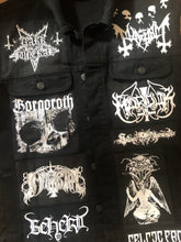 Load image into Gallery viewer, Black Metal Battle Jacket Cut-Off Denim Vest True Scandinavian XXL Superstrip Patch
