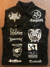 Load image into Gallery viewer, Depressive Suicidal Black Metal Battle Jacket Cut-Off Denim Vest Shining Lifelover Nocturnal Depression
