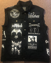Load image into Gallery viewer, Black Metal Battle Jacket Cut-Off Denim Vest Bathory Hordes True Norwegian Darkthrone
