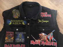 Load and play video in Gallery viewer, Fully Laden Iron Maiden: Trooper Edition Fear Of The Dark Patch Denim Cut-Off Battle Jacket
