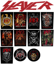 Load image into Gallery viewer, Slayer Girls&#39; Reign In Blood Red Tie-Bleach Patch Battle Jacket Cut-Off Denim
