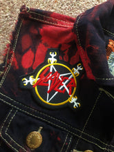 Load image into Gallery viewer, Slayer Girls&#39; Reign In Blood Red Tie-Bleach Patch Battle Jacket Cut-Off Denim
