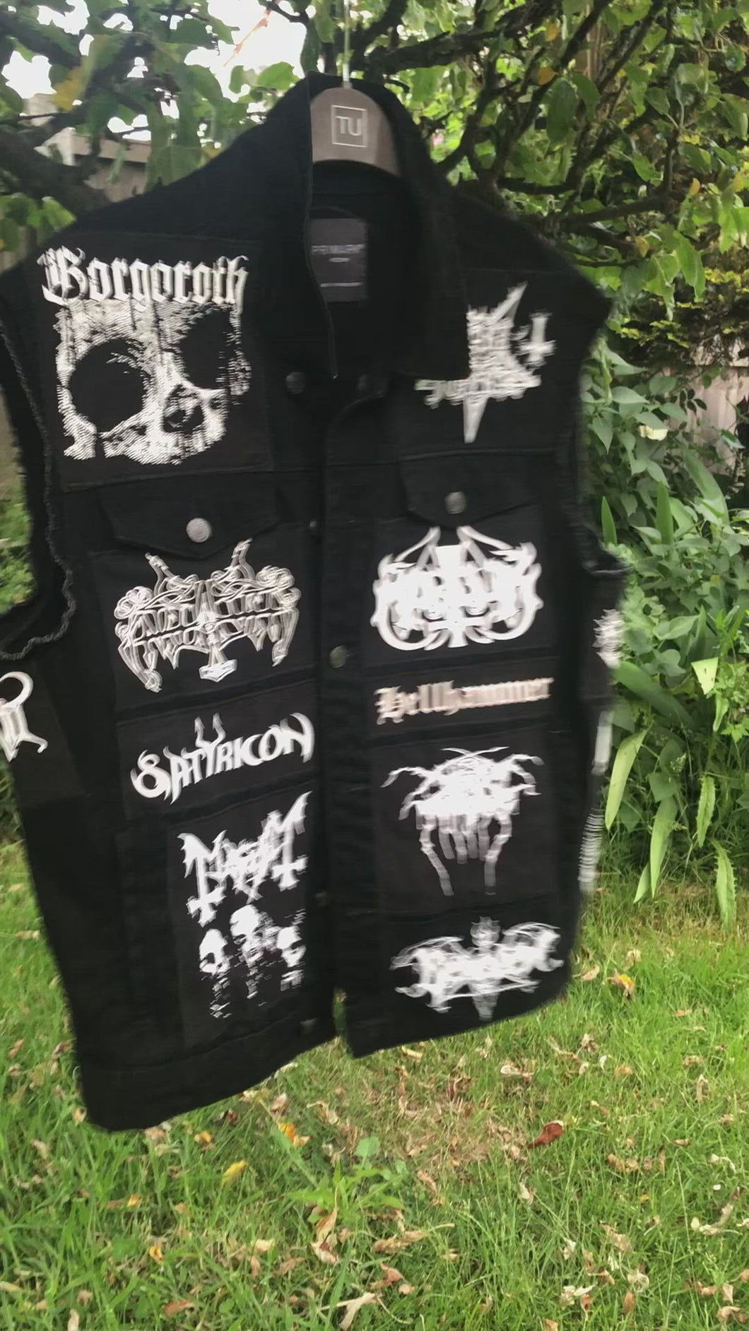 Black Metal Battle Jacket Cut-Off Denim Vest Mayhem De Mysteriis Dom Sathanas