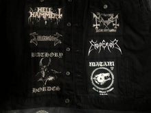 Load image into Gallery viewer, Black Metal Battle Jacket Cut-Off Denim Vest Mayhem Bathory Darkthrone Immortal Taake
