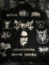 Load image into Gallery viewer, Black Metal Battle Jacket Cut-Off Denim Vest Mayhem Bathory Darkthrone Immortal Taake
