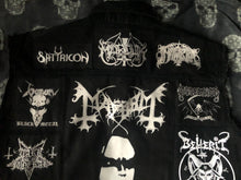 Load image into Gallery viewer, Black Metal Battle Jacket Cut-Off Denim Vest Mayhem Bathory Darkthrone Immortal Taake
