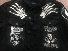 Load image into Gallery viewer, Misfits Fiend Club For Life Crimson Ghost Black Denim Battle Jacket Horror Punk
