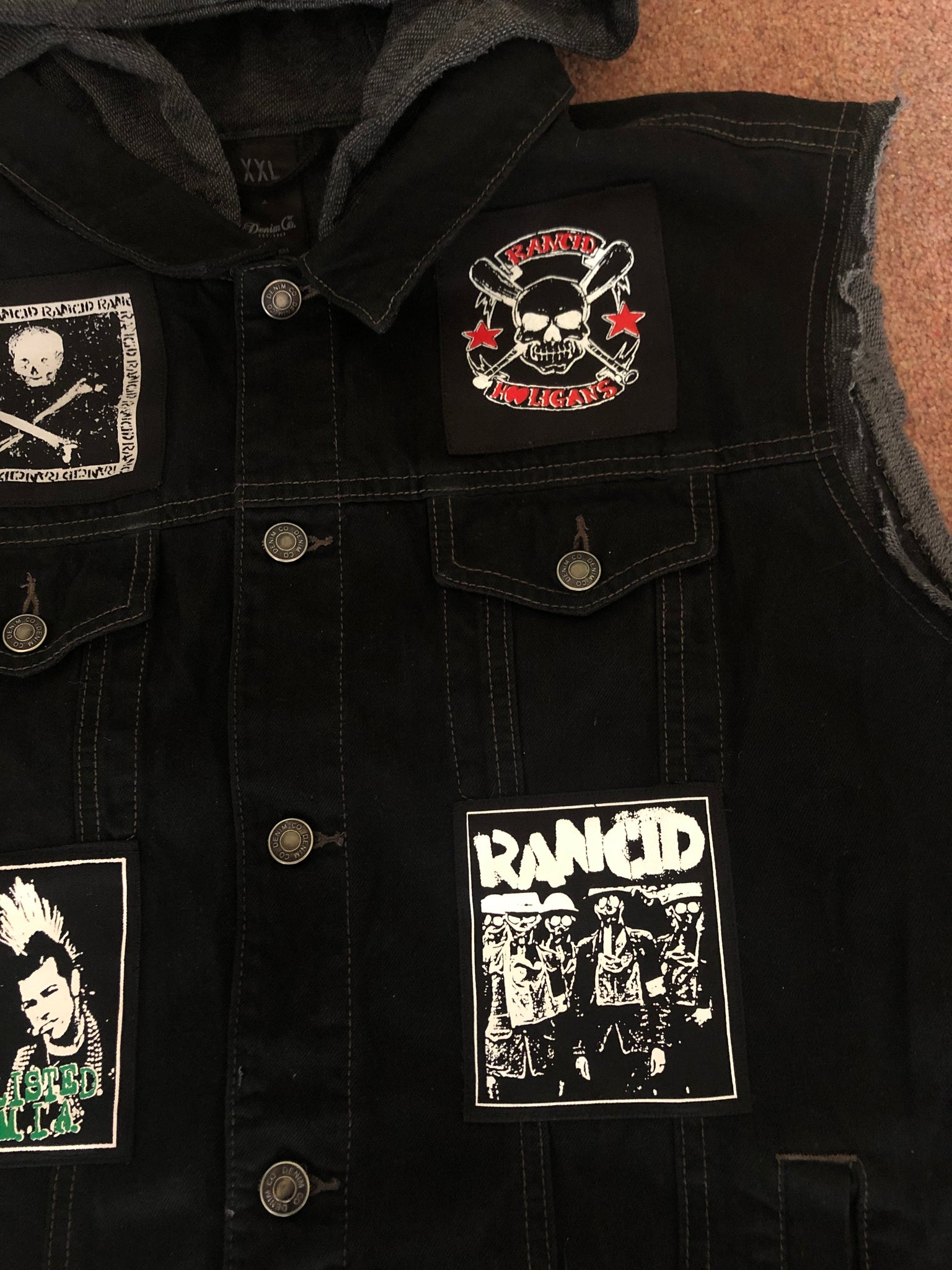 Rancid-Backpatch,denim punk battle vest,Transplants,Charger