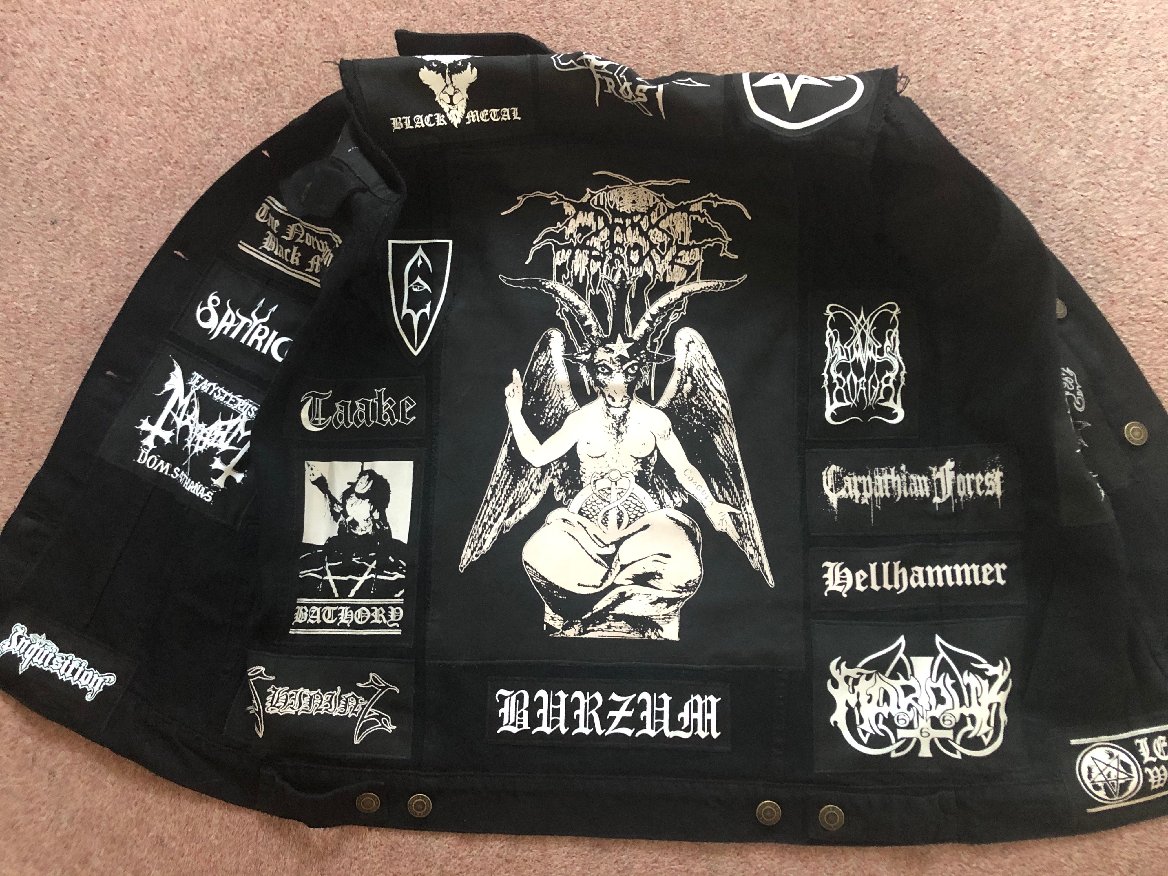 Death Metal Battle Battle Vest Over Leather Jacket Black Metal