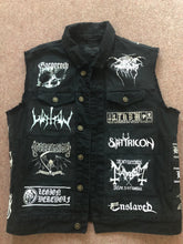 Load image into Gallery viewer, Black Metal Battle Jacket Cut-Off Denim Vest Watain Mayhem Bathory Darkthrone Dissection Venom
