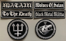 Load image into Gallery viewer, Watain Wolves Black Metal Militia Denim Cut-Off Battle Jacket Vest To The Death Trident Wolf Eclipse
