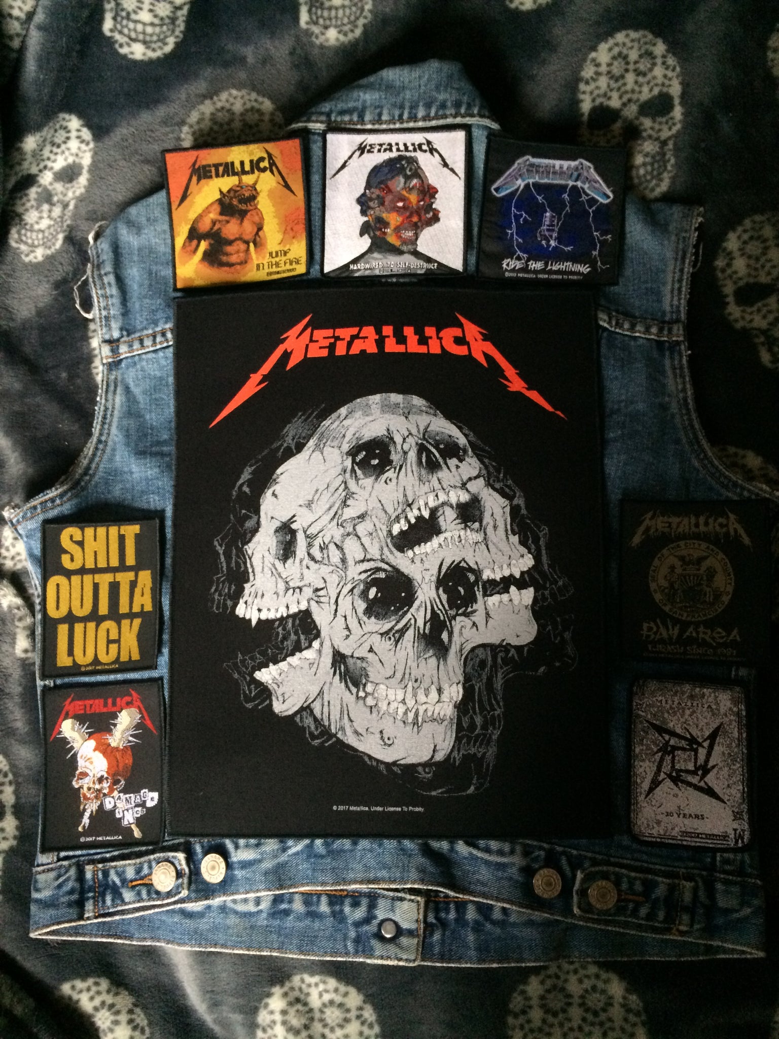 Metallica Fully Loaded Patch Vest Denim Cut-Off Thrash Metal