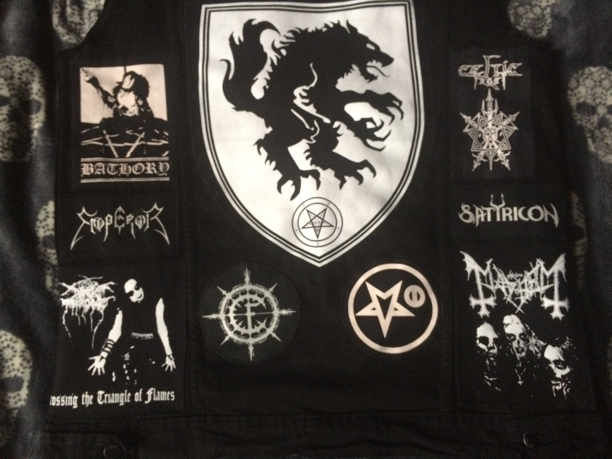 Black Metal Battle Jacket Cut-Off Denim Vest Satanic