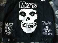 Load image into Gallery viewer, Misfits Fiend Club For Life Crimson Ghost Black Denim Battle Jacket Horror Punk
