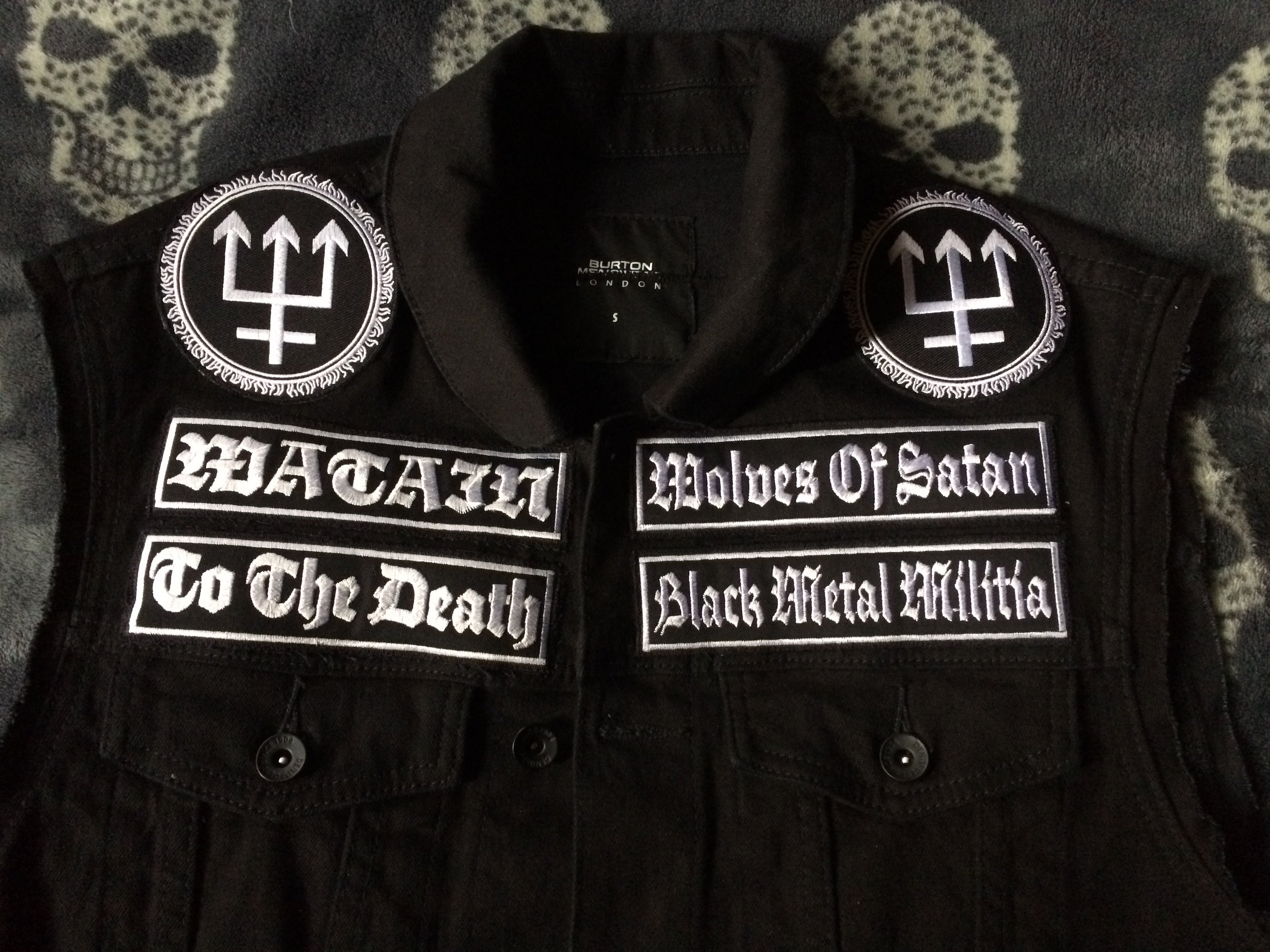 Watain Wolves Black Metal Militia Denim Cut-Off Battle Jacket Vest