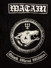 Load image into Gallery viewer, Watain Wolves Black Metal Militia Denim Cut-Off Battle Jacket Vest To The Death Trident Wolf Eclipse
