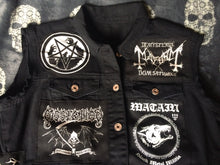 Load image into Gallery viewer, Black Metal Battle Jacket Cut-Off Denim Vest Satanic Warmaster Gorgoroth Archgoat Enslaved Mayhem
