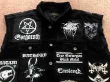 Load image into Gallery viewer, Black Metal Battle Jacket Cut-Off Denim Vest Darkthrone Watain Bathory Satyricon Immortal
