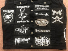 Load image into Gallery viewer, Black Metal Battle Jacket Cut-Off Denim Vest Darkthrone Watain Bathory Satyricon Immortal

