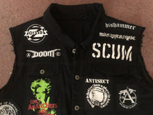 Load image into Gallery viewer, Crust Punk Anarchopunk Battle Jacket Cut-Off Denim Vest Doom Discharge Amebix Deviated Instinct Zounds
