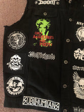 Load image into Gallery viewer, Crust Punk Anarchopunk Battle Jacket Cut-Off Denim Vest Doom Discharge Amebix Deviated Instinct Zounds
