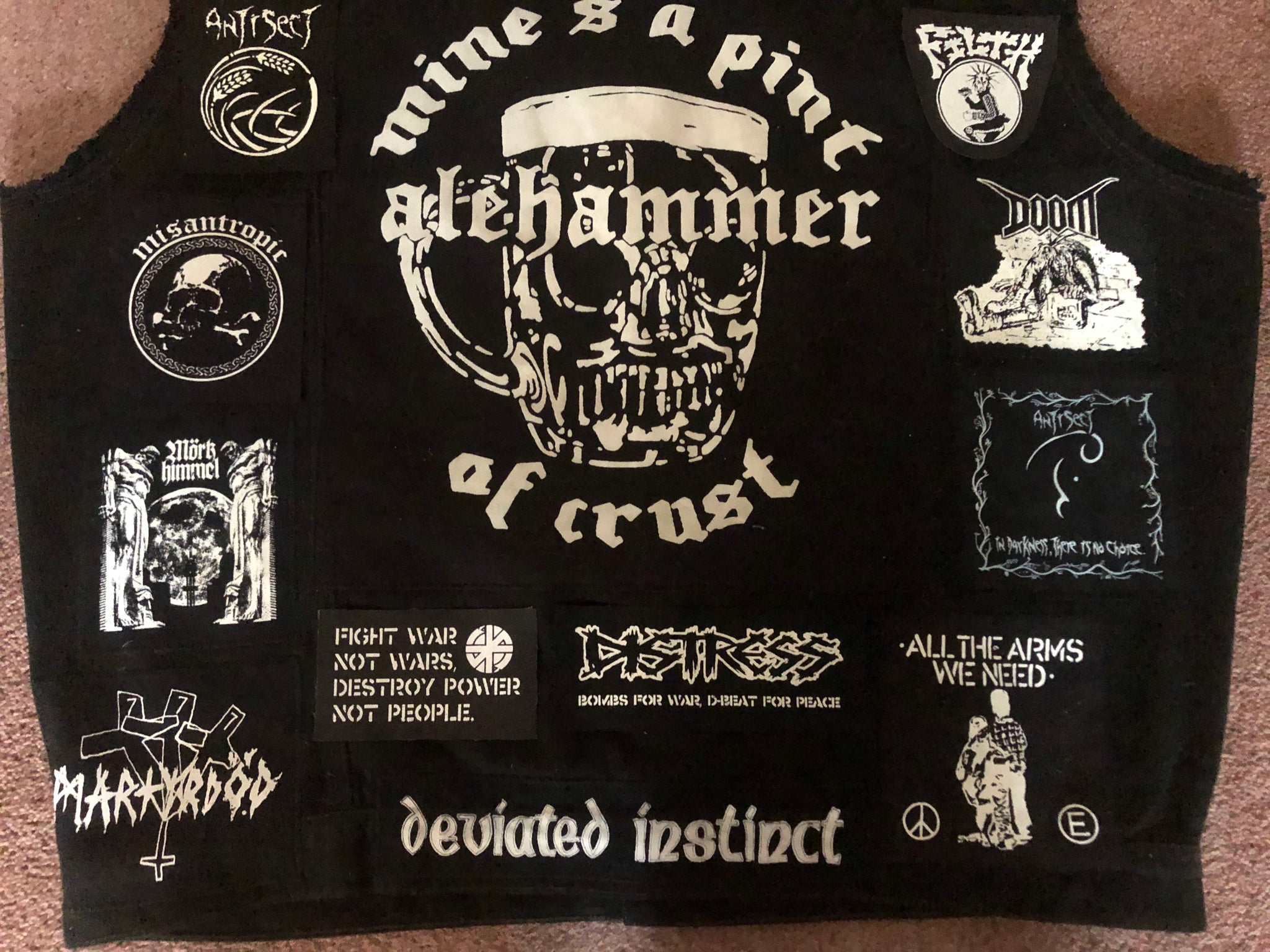 Crust Punk Anarchopunk Battle Jacket Cut-Off Denim Vest Doom