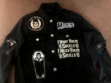 Load image into Gallery viewer, Misfits Fiend Club For Life Crimson Ghost Black Denim Battle Jacket Horror Punk
