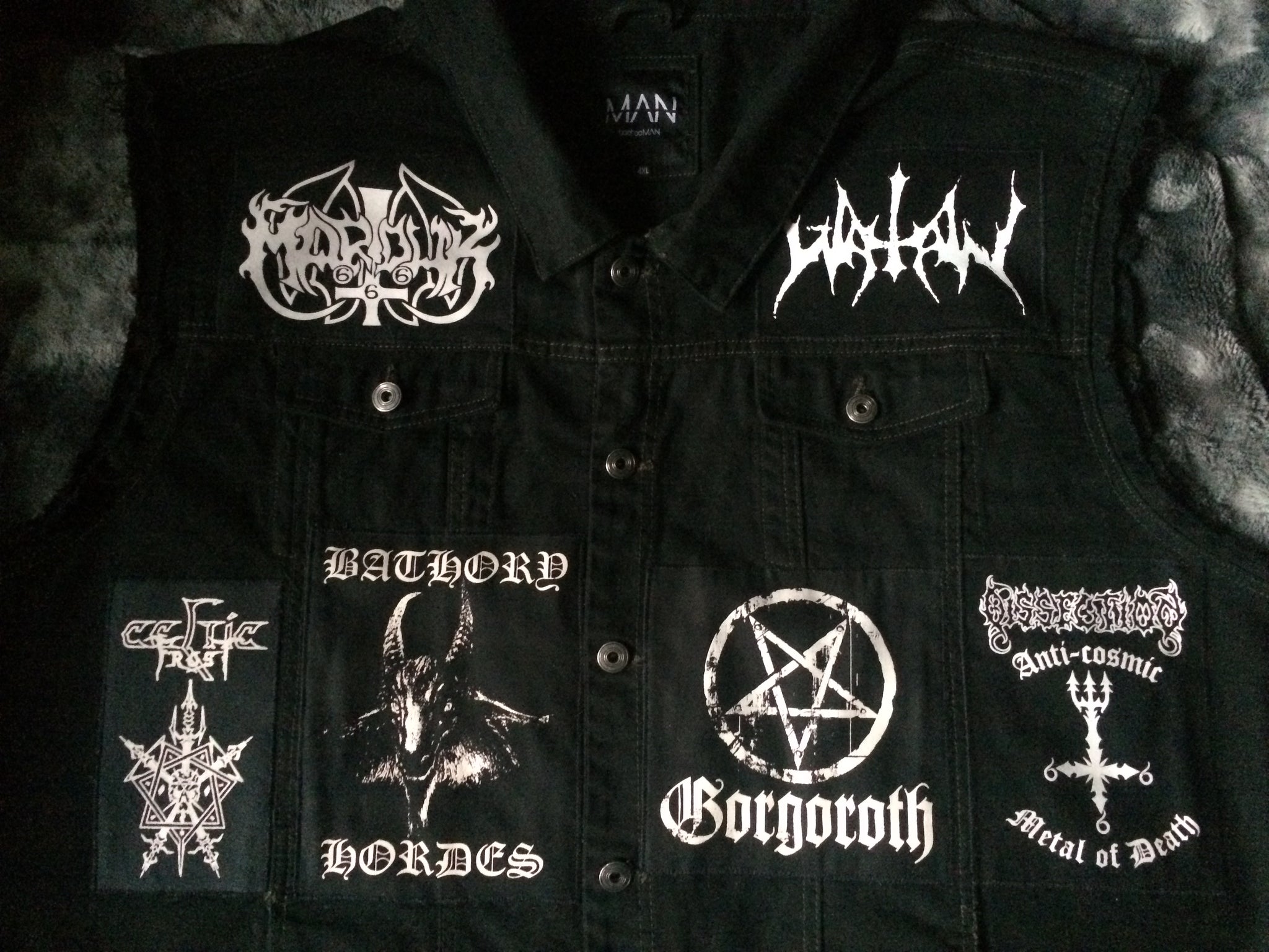 Black Metal Battle Jacket Denim Vest Darkthrone Watain Bathory – Creatin' For Satan
