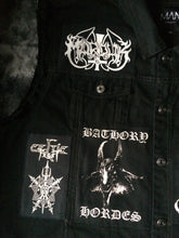 Load image into Gallery viewer, Black Metal Battle Jacket Cut-Off Denim Vest Darkthrone Watain Bathory Satyricon Immortal
