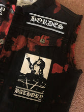 Load image into Gallery viewer, Blood Red Tie-Bleach Patch Battle Jacket Cut-Off Denim
