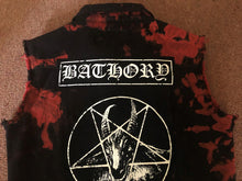 Load image into Gallery viewer, Blood Red Tie-Bleach Patch Battle Jacket Cut-Off Denim
