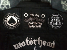 Load image into Gallery viewer, Motörhead Road Crew Denim Vest Cut-Off Battle Jacket Born To Lose Live To Win Ace Of Spades
