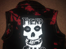 Load image into Gallery viewer, Misfits Fiend Club Punk Girls&#39; Black &#39;n&#39; Crimson (Ghost) Tie-Bleach Denim Cut-Off Jacket
