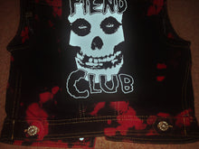 Load image into Gallery viewer, Misfits Fiend Club Punk Girls&#39; Black &#39;n&#39; Crimson (Ghost) Tie-Bleach Denim Cut-Off Jacket
