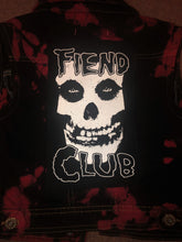 Load image into Gallery viewer, Misfits Fiend Club Punk Girls&#39; Black &#39;n&#39; Crimson (Ghost) Tie-Bleach Denim Cut-Off Jacket
