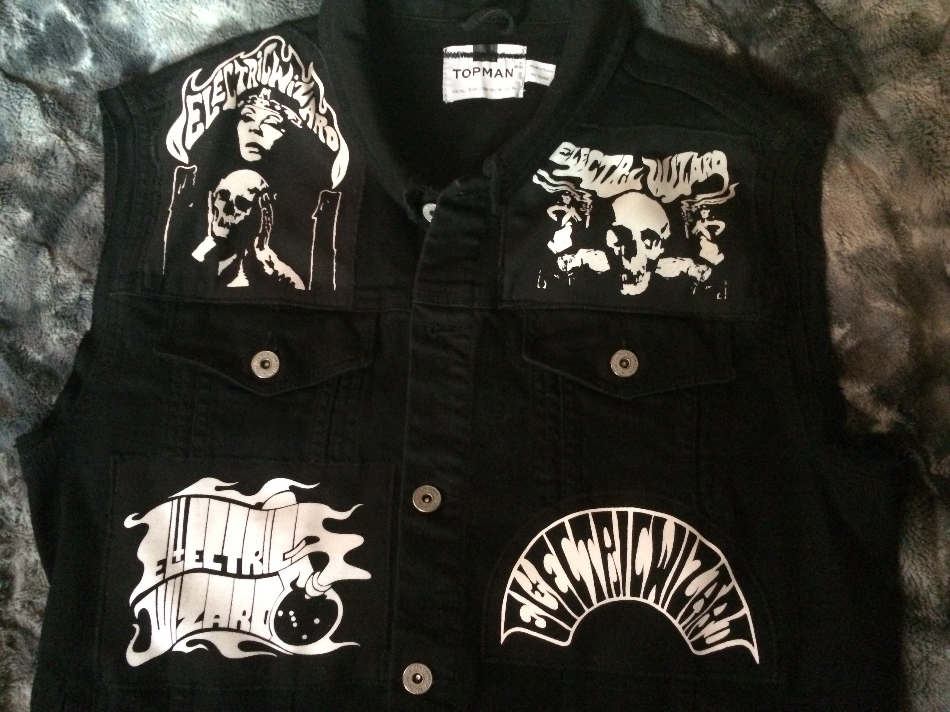 Electric Wizard Black Mass Black Denim Doom Metal Vest Cut-Off Battle  Jacket Satanic Priestess