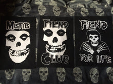 Load image into Gallery viewer, Misfits Fiend Club For Life Crimson Ghost Black Denim Vest Cut-Off Battle Jacket Horror Punk
