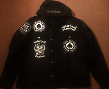 Load image into Gallery viewer, Motörhead Road Crew Distressed Slashed Hooded Denim Jacket Ace Of Spades
