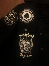 Load image into Gallery viewer, Motörhead Road Crew Distressed Slashed Hooded Denim Jacket Ace Of Spades
