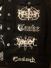 Load image into Gallery viewer, Black Metal Battle Jacket Cut-Off Denim Vest Bathory Hordes Rocker +10 Marduk Mayhem Emperor
